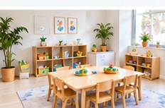 Illustrative bright, tidy childcare classroom